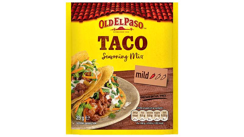 pack of Old El Paso's taco seasoning mix (25g)