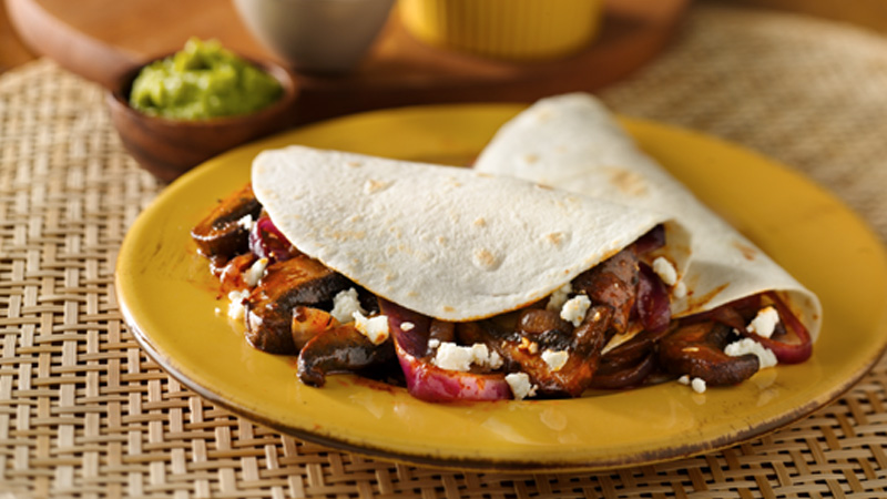 Mushroom and Onion Vegetarian Tacos